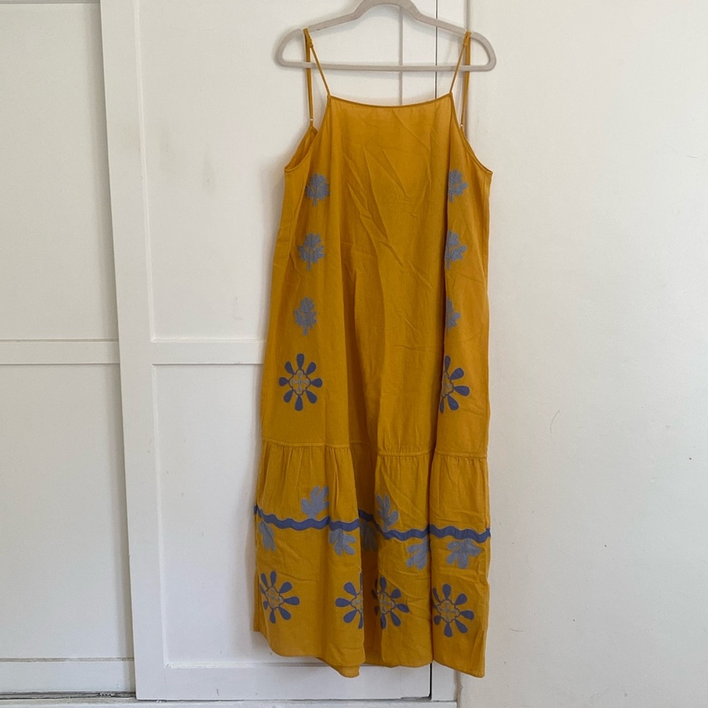 Zara Embroidered Cotton Linen Maxi